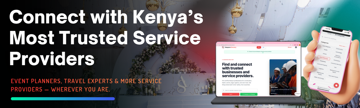 Find trusted event planners, wedding coordinators, and travel experts in Kenya through Diaspora Directory. 